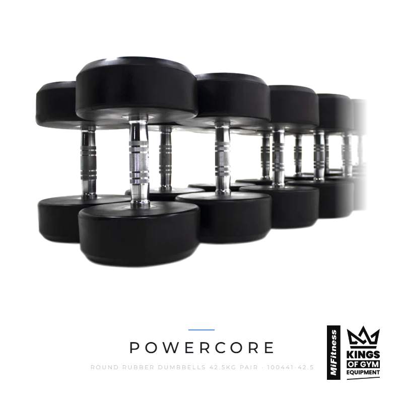 Load image into Gallery viewer, Round Rubber Dumbbells 42.5Kg (Pair) – MiFitness Kings of Gym Equipment