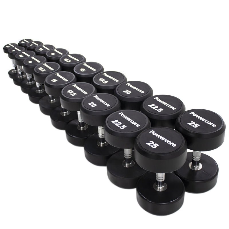 Load image into Gallery viewer, Powercore Round Rubber Dumbbells Set (2.5Kg - 25Kg) TPU