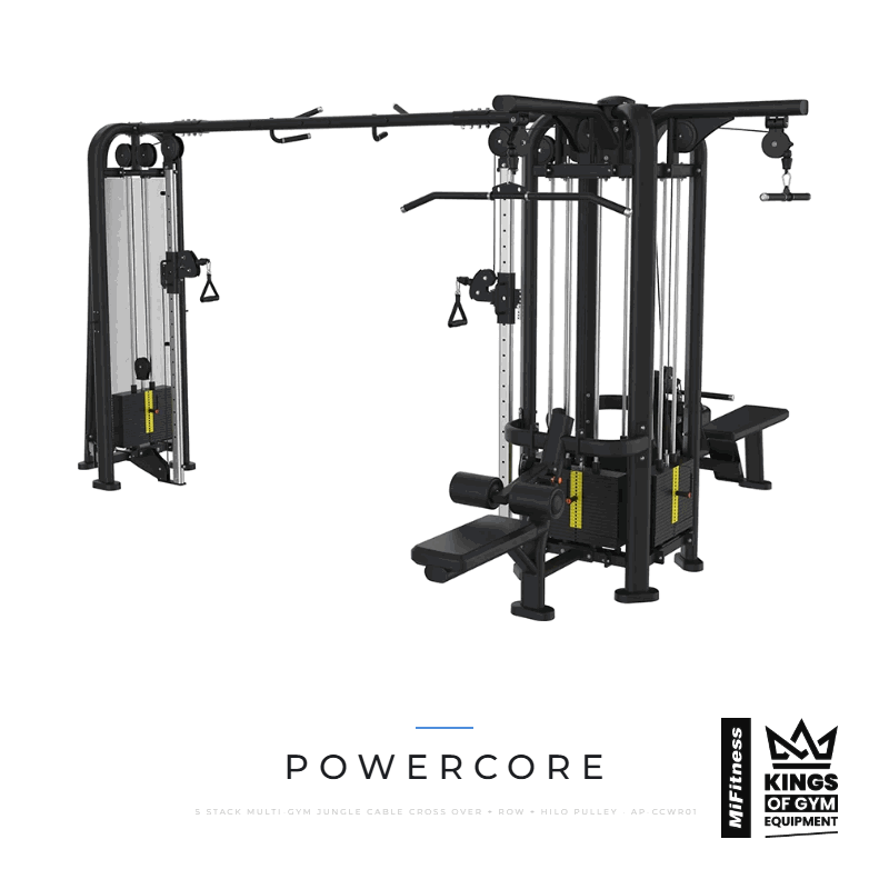 Load image into Gallery viewer, Powercore 5 Stack Multi-gym (Jungle Cable Cross Over + Row + HiLo Pulley) β MiFitness Kings of Gym Equipment