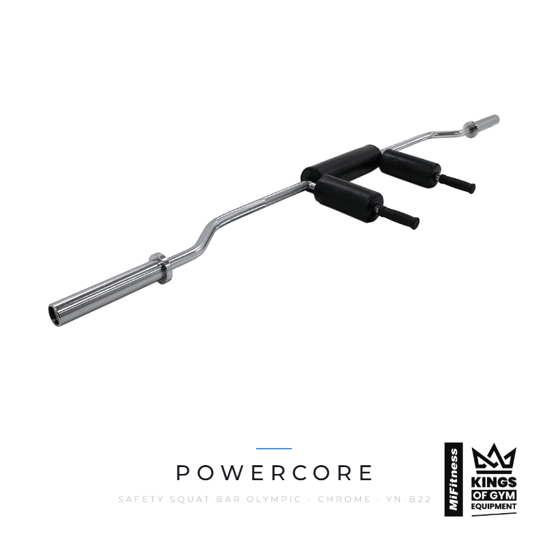 Load image into Gallery viewer, Powercore Safety Squat Bar Olympic - Chrome – MiFitness Kings of Gym Equipment