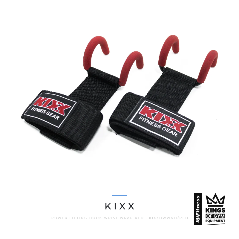 Load image into Gallery viewer, Kix Power Lifting Hook Wrist Wrap Red – MiFitness Kings of Gym Equipment
