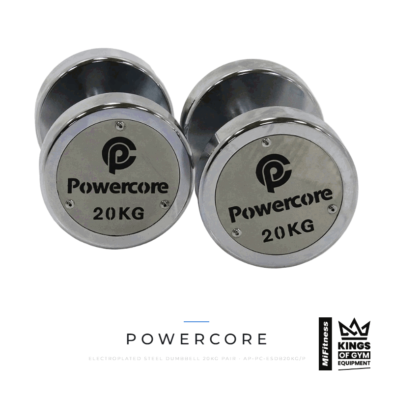Load image into Gallery viewer, Powercore Electroplated Steel Dumbbell 20KG (pair) – MiFitness Kings of Gym Equipment