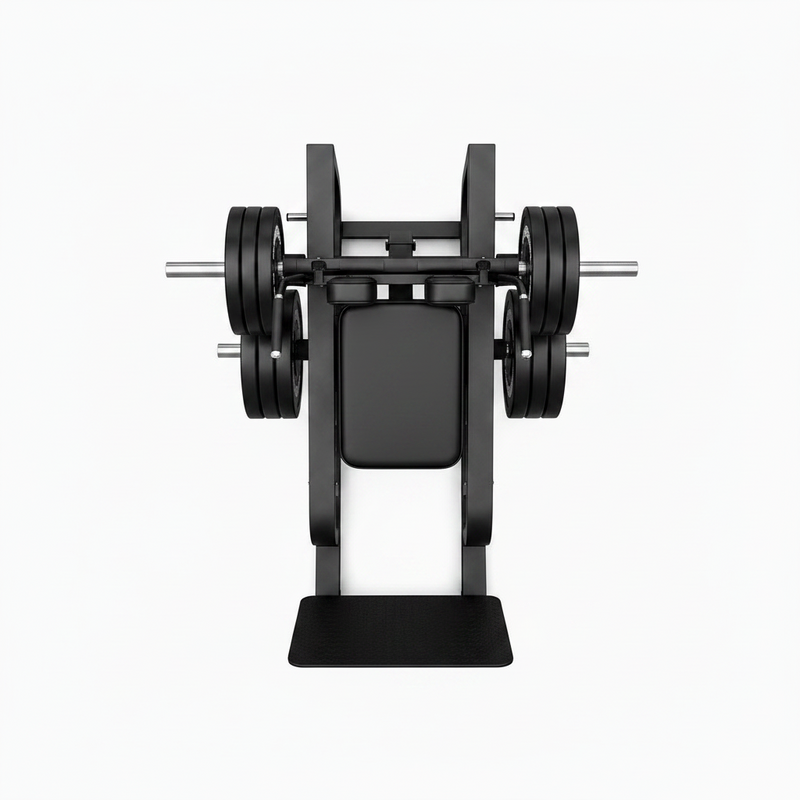Load image into Gallery viewer, Powercore leg extension gym equipment in black with silver metal bars, shown on a solid white background.