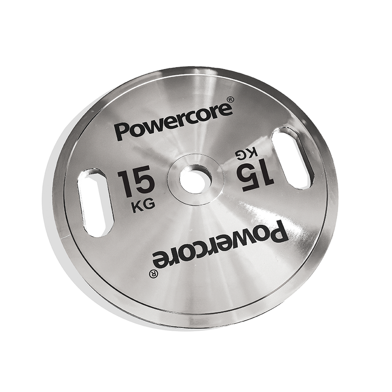 Load image into Gallery viewer, Powercore Chrome Steel Olympic Weight Plate - 15kg (3 Year Warranty)