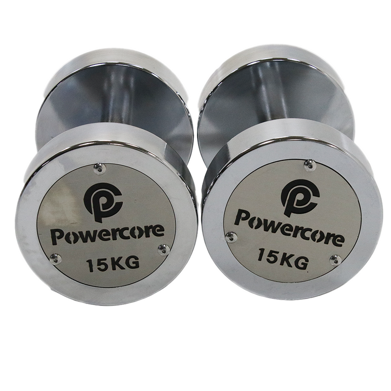 Load image into Gallery viewer, Powercore Electroplated Steel Dumbbell 15KG (pair)