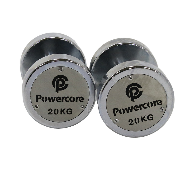 Load image into Gallery viewer, Powercore Electroplated Steel Dumbbell 20KG (pair)
