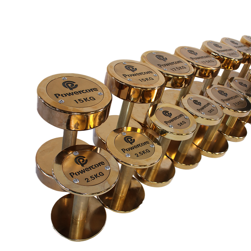 Powercore Rose Gold Electroplated Steel Dumbbell set: 12 Pairs