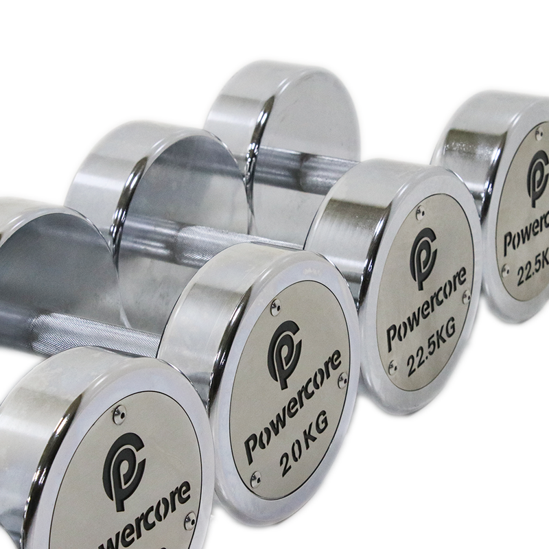 Load image into Gallery viewer, Powercore Chrome Electroplated Steel Dumbbell (set from 2.5kg to 25kg)