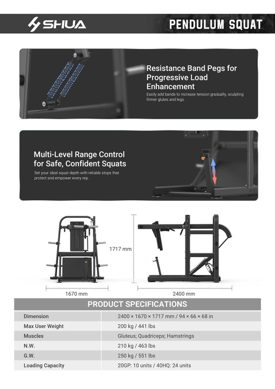 Shua SH-G6924 Plate Loaded Pendulum Squat