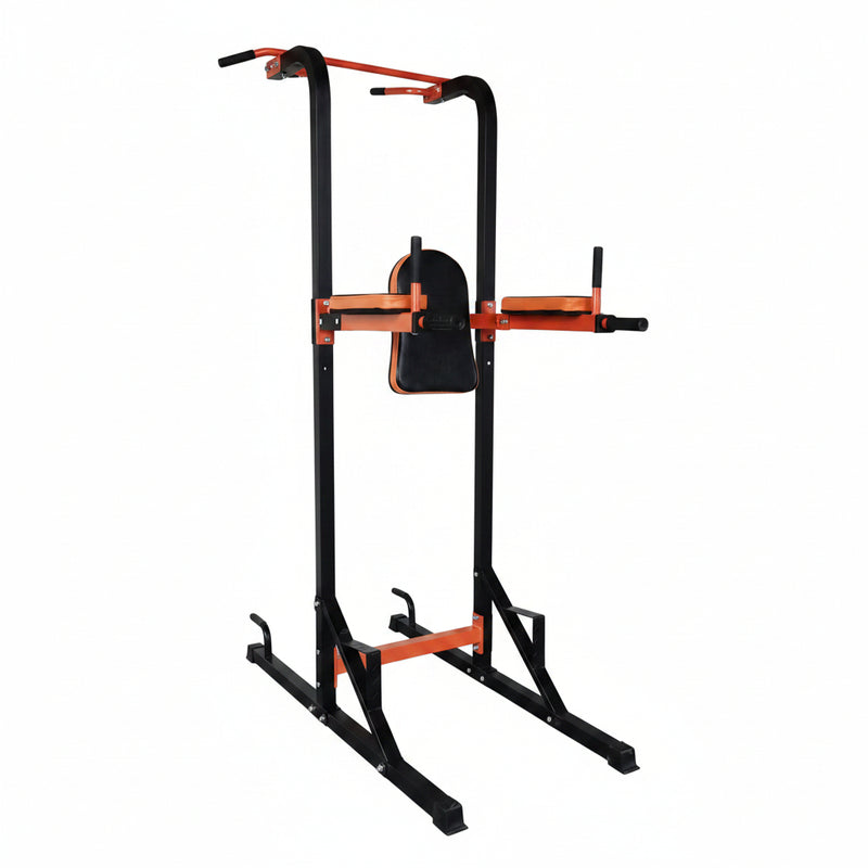 Load image into Gallery viewer, Black and orange pull-up bar stand on a white background