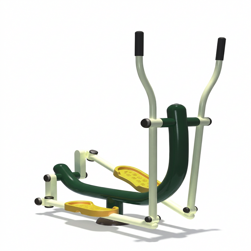 Load image into Gallery viewer, Green and yellow elliptical exercise machine on a white background