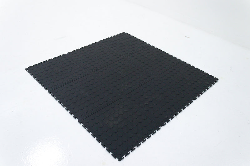 Load image into Gallery viewer, Dura Mat Interlocking Black PVC Flooring- per sqm (6.2mm Thick, 9 tiles per sqm)