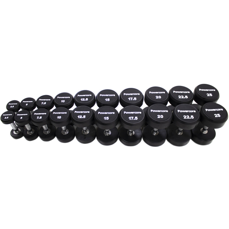 Load image into Gallery viewer, Powercore Round Rubber Dumbbells Set (2.5Kg - 25Kg) TPU