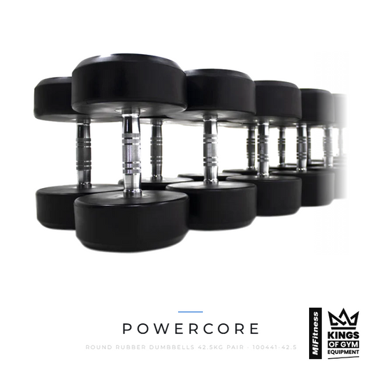 Round Rubber Dumbbells 42.5Kg (Pair) – MiFitness Kings of Gym Equipment