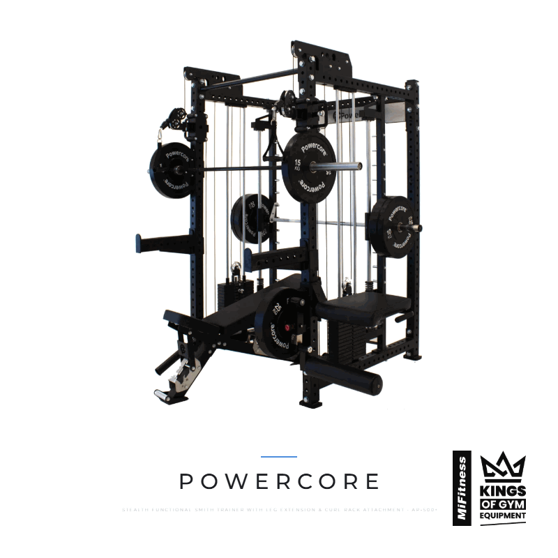 Load image into Gallery viewer, Powercore Stealth Functional Smith Trainer with Leg Extension &amp; Curl Rack Attachment – MiFitness Kings of Gym Equipment
