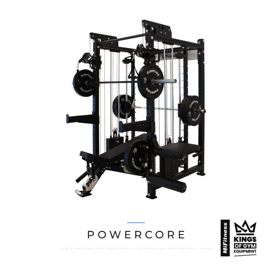 Powercore Stealth Functional Smith Trainer with Leg Extension & Curl Rack Attachment – MiFitness Kings of Gym Equipment