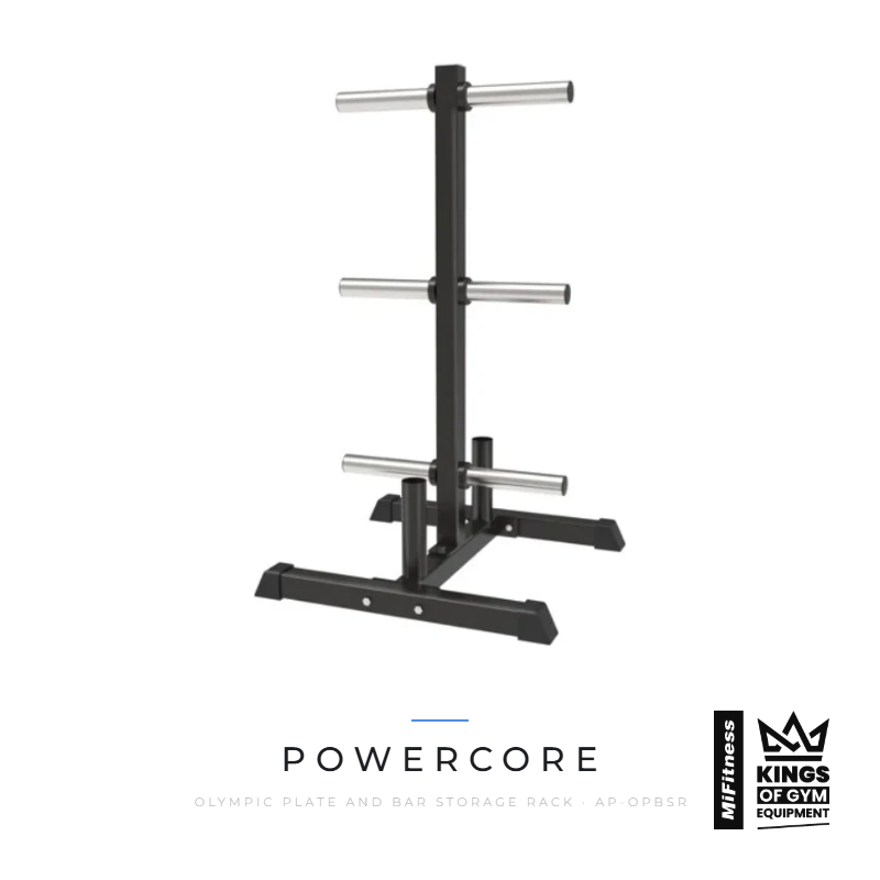 Load image into Gallery viewer, Powercore Olympic Plate and Bar Storage Rack – MiFitness Kings of Gym Equipment
