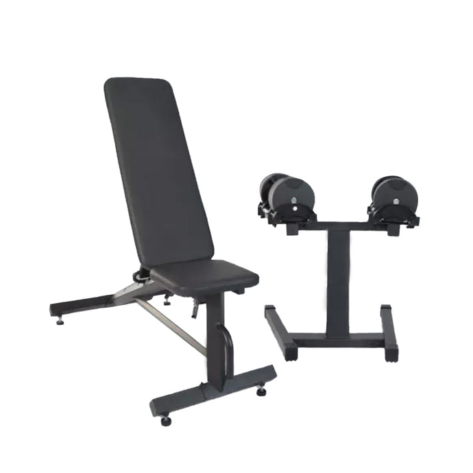 NRG PowerBells Adjustable Dumbbell Set and bench