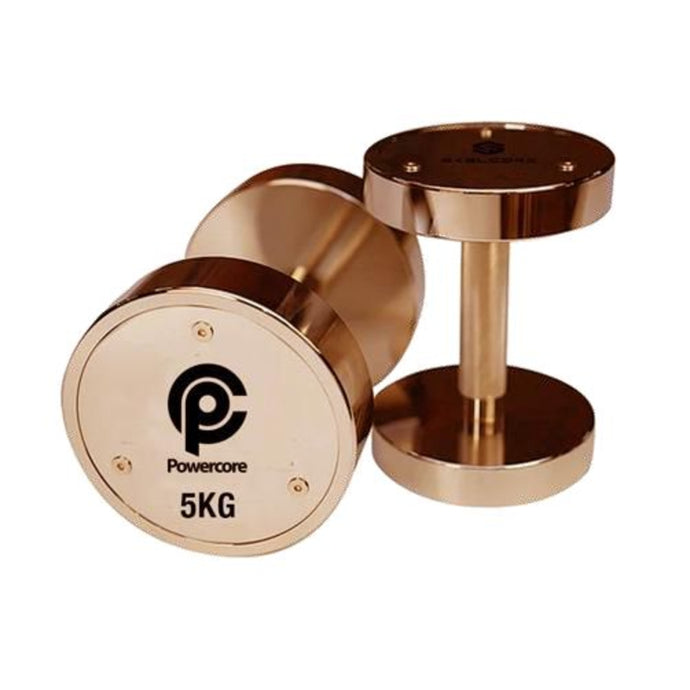 Titanium Gold Electroplated Steel Powercore Dumbbell set (2.5kg to 30kg)