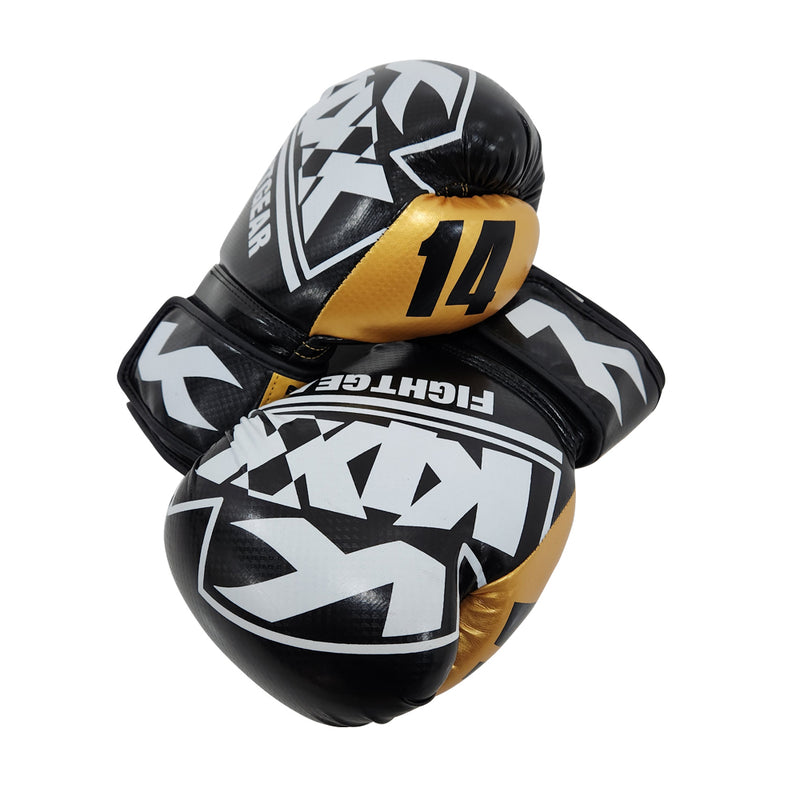 Load image into Gallery viewer, Kix Boxing Gloves Artificial Leather 14Oz Gold
