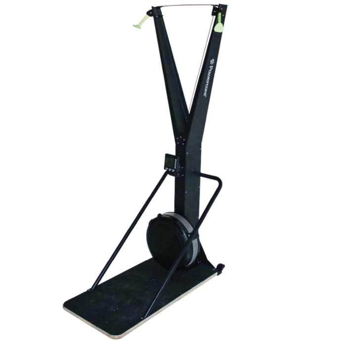 Black exercise machine on a white background