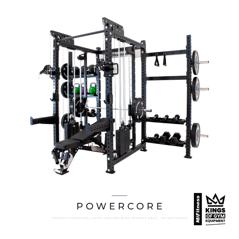 Load image into Gallery viewer, Powercore Stealth Functional Smith Trainer with Storage Rack – MiFitness Kings of Gym Equipment
