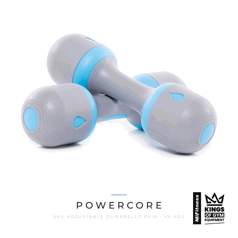 Load image into Gallery viewer, Powercore 5kg Adjustable Dumbbells (Pair) – MiFitness Kings of Gym Equipment
