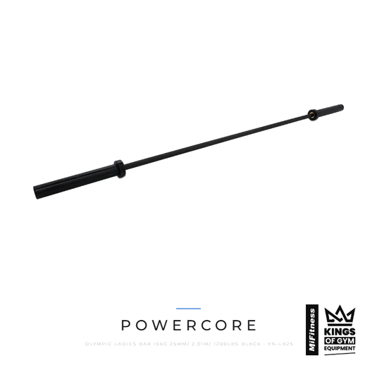 Powercore Olympic Ladies Bar 15kg (25mm/ 2.01m/ 1200lbs) Black – MiFitness Kings of Gym Equipment