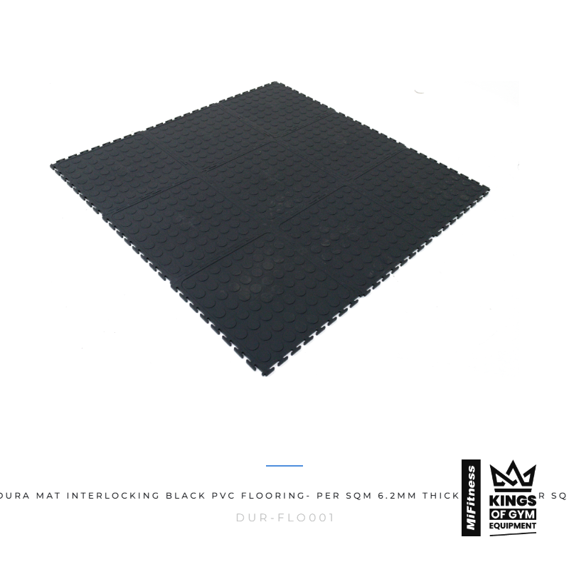 Load image into Gallery viewer, Dura Mat Interlocking Black PVC Flooring- per sqm (6.2mm Thick, 9 tiles per sqm) – MiFitness Kings of Gym Equipment
