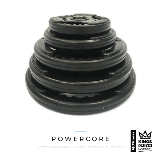 Powercore Olympic Rubber Coated Weight Plates (50mm) – MiFitness Kings of Gym Equipment