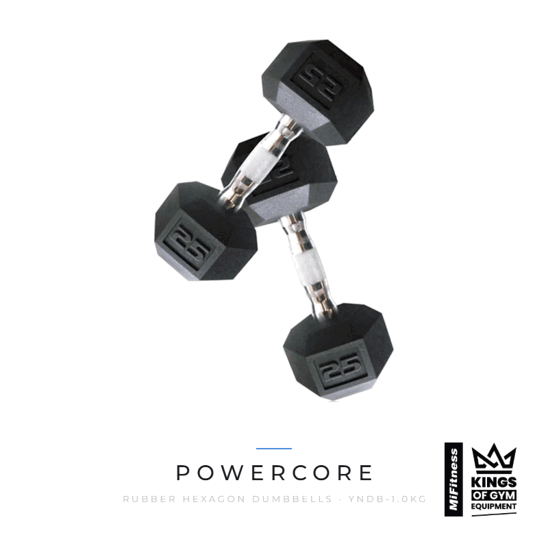Load image into Gallery viewer, Powercore Rubber Hexagon Dumbbells – MiFitness Kings of Gym Equipment
