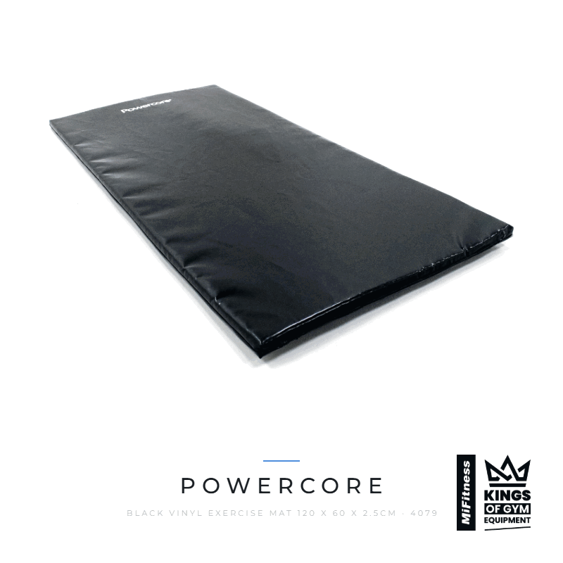 Load image into Gallery viewer, Powercore Black Vinyl Exercise Mat (120 x 60 x 2.5cm) – MiFitness Kings of Gym Equipment
