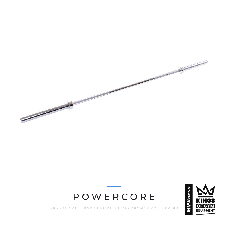 Load image into Gallery viewer, Powercore 20kg Olympic Bar Chrome (300kg/ 30mm/ 2.2m) – MiFitness Kings of Gym Equipment
