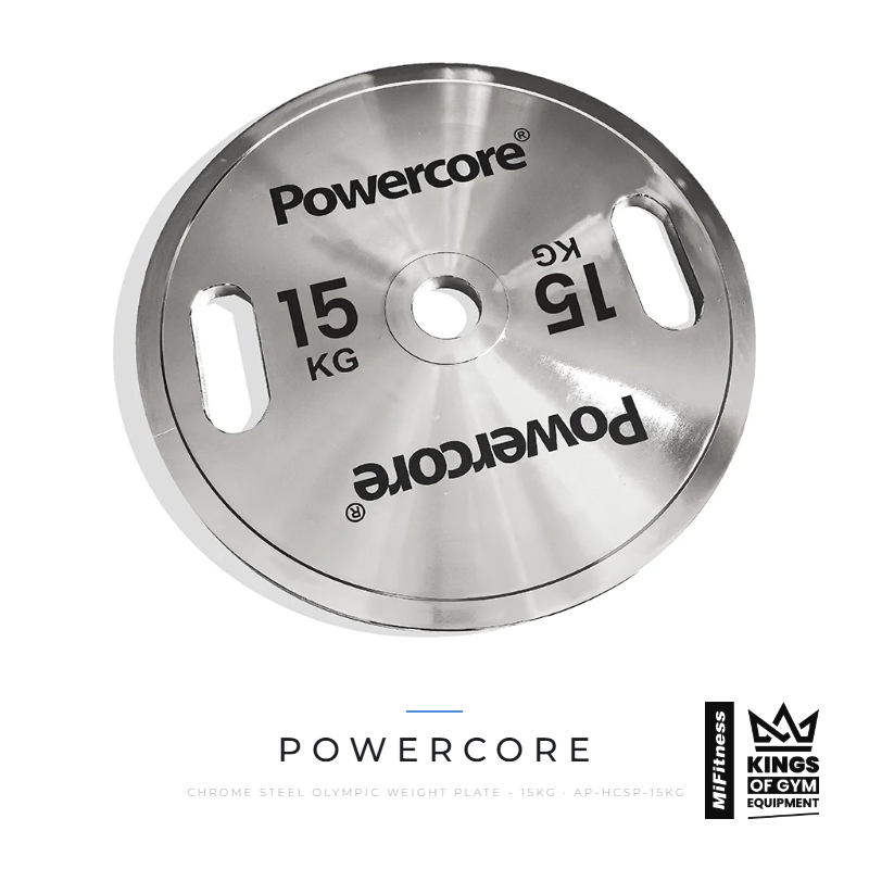 Load image into Gallery viewer, Powercore Chrome Steel Olympic Weight Plate - 15kg – MiFitness Kings of Gym Equipment
