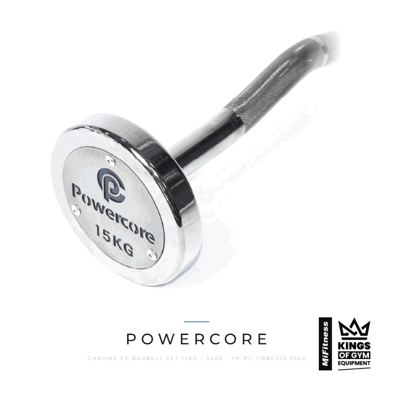 Load image into Gallery viewer, Powercore Chrome EZ Barbell Set (15kg - 35kg) – MiFitness Kings of Gym Equipment
