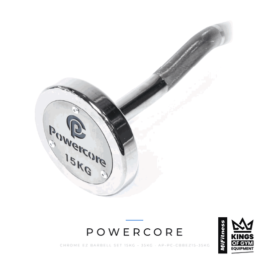 Powercore Chrome EZ Barbell Set (15kg - 35kg) – MiFitness Kings of Gym Equipment