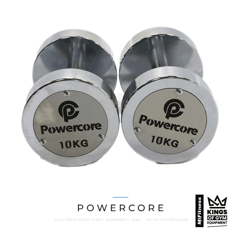 Load image into Gallery viewer, Powercore Electroplated Steel Dumbbell 10kg Pair – MiFitness Kings of Gym Equipment
