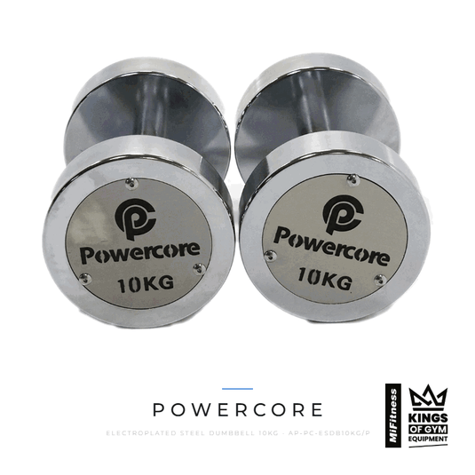 Powercore Electroplated Steel Dumbbell 10kg Pair – MiFitness Kings of Gym Equipment
