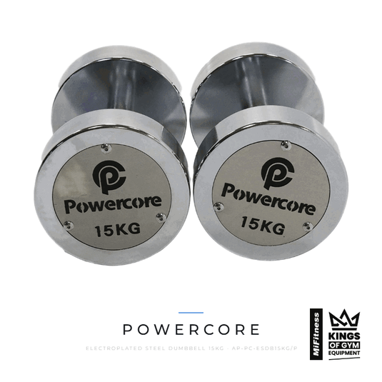 Powercore Electroplated Steel Dumbbell 15kg Pair – MiFitness Kings of Gym Equipment