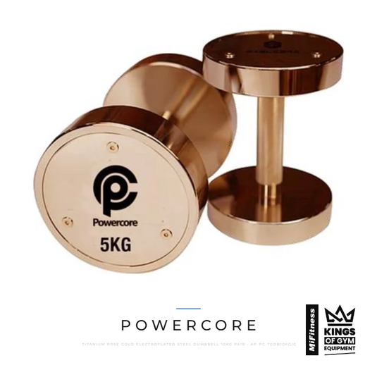 Powercore Titanium Rose Gold Electroplated Steel Dumbbell 10kg Pair – MiFitness Kings of Gym Equipment