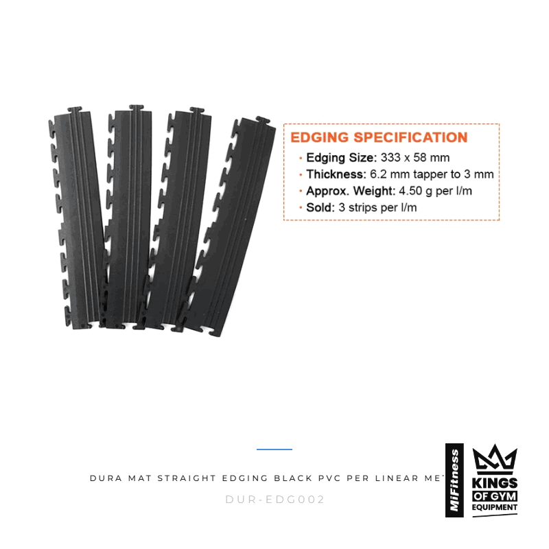 Load image into Gallery viewer, Dura Mat Straight Edging Black PVC (per linear metre) – MiFitness Kings of Gym Equipment
