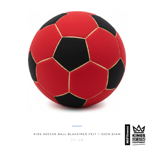 Kids Soccer Ball (Black/Red Felt +-22cm diam.) – MiFitness Kings of Gym Equipment