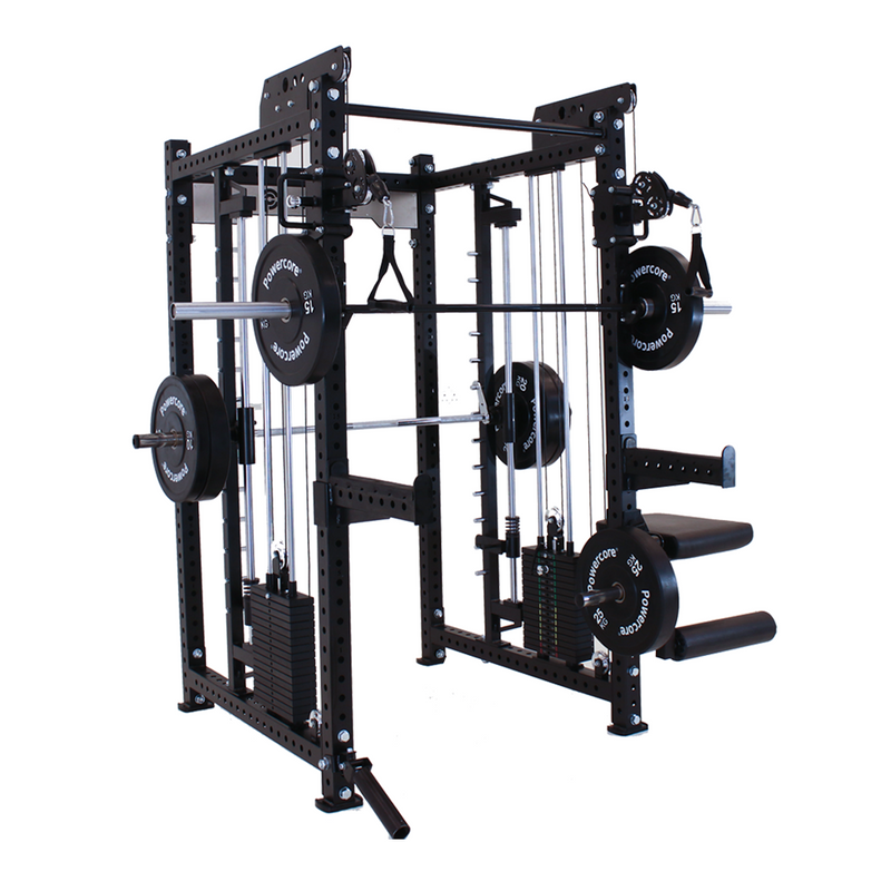 Load image into Gallery viewer, Powercore Stealth Functional Smith Trainer with Leg Extension &amp; Curl Rack Attachment
