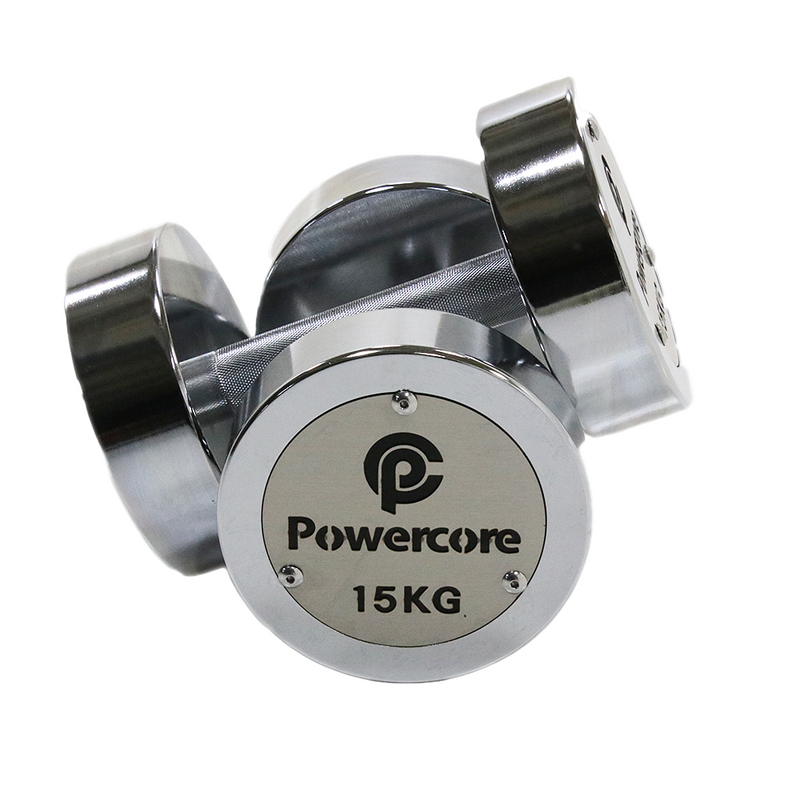 Load image into Gallery viewer, Powercore Electroplated Steel Dumbbell 15KG (pair)
