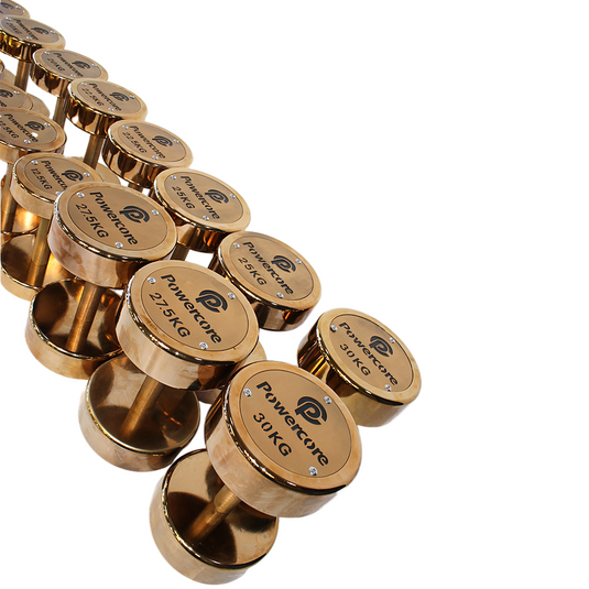 Powercore Titanium Rose Gold Electroplated Steel Dumbbell set (2.5kg to 30kg)
