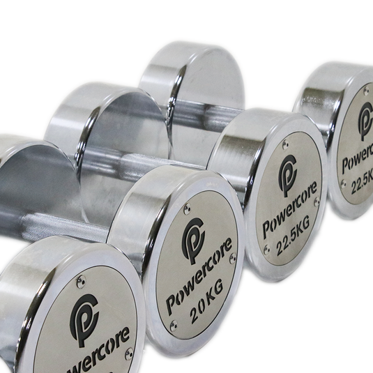 Powercore Chrome Electroplated Steel Dumbbell (set from 2.5kg to 25kg)