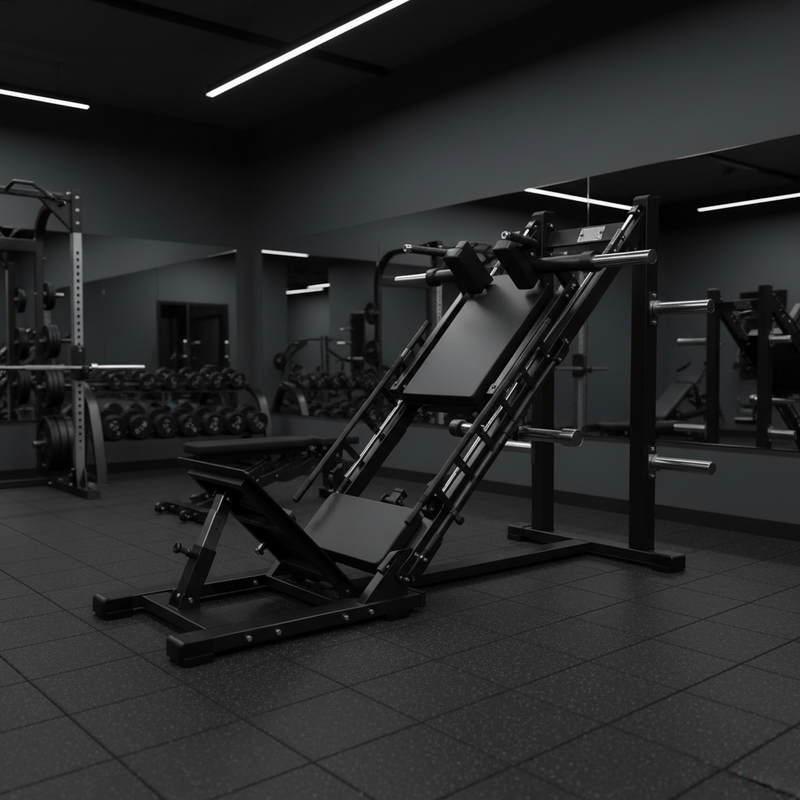 Load image into Gallery viewer, A black adjustable leg extension gym machine with silver metal guide rods and a white brand label on the upper frame, photographed on a solid white background.
