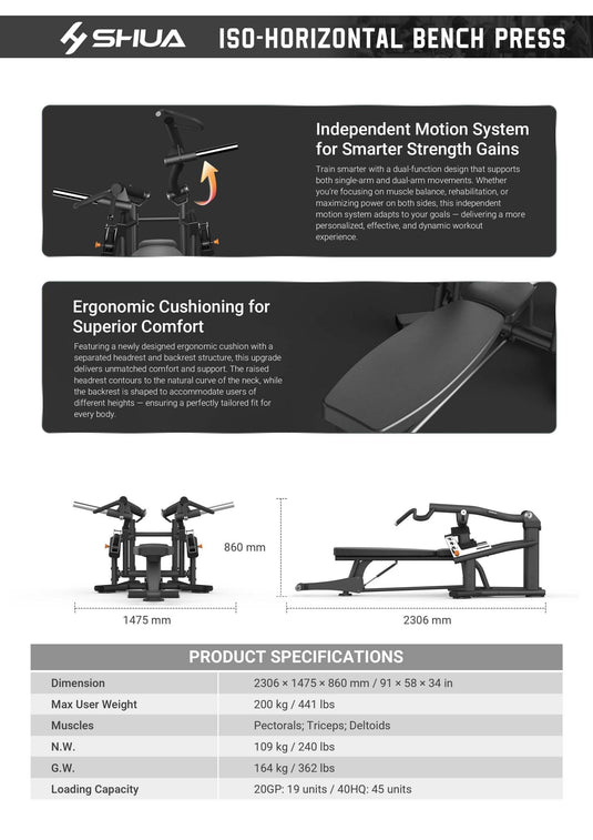 Shua SH-G6918 ISO-Horizontal Bench Press