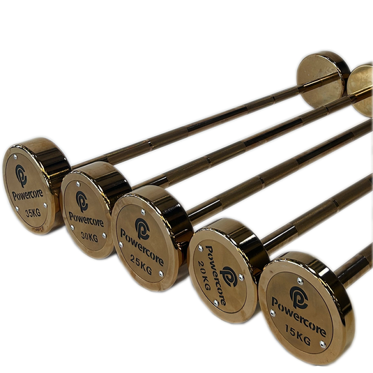 Powercore Titanium Rose Gold Electroplated Barbell - Straight (set from 15kg to 35kg)