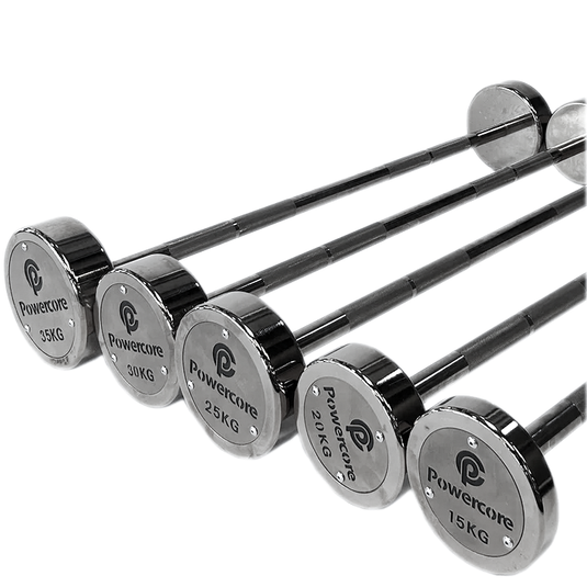 Fixed Chrome Straight Powercore Barbell (set from 15kg to 35kg)